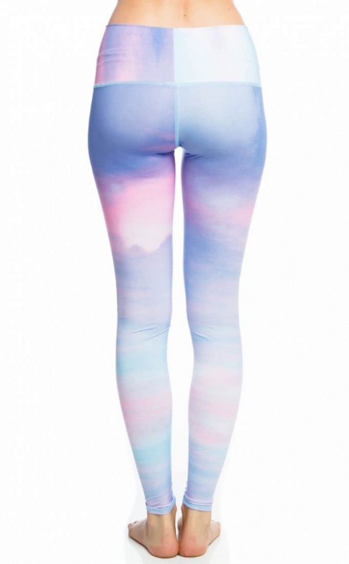 Legging De Yoga Floral Taille Haute 7/8ème Bleu-gris – Coton Bio Certifie Gots
