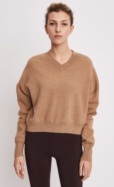Filippa K Double Knit V-Neck Sweater Camel
