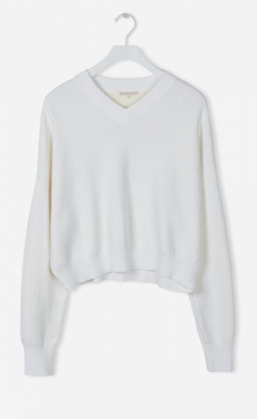 Filippa K Double Knit V-neck Sweater White - 4