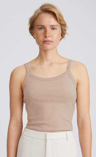 FilippaK Fine Rib Singlet - Sand Beige - 1