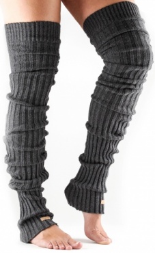 Long Ribbed Leg Warmer - Charcoal