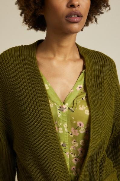 Lanius Cotton Knit Cardigan - Olive - 5