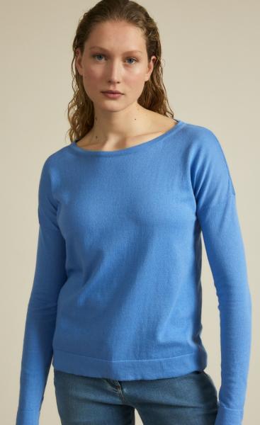 Lanius Cotton Knit Boatneck Pullover - Horizon Blue - 3