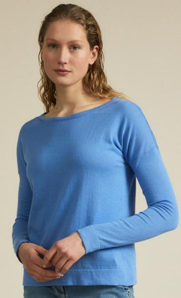Lanius Cotton Knit Boatneck Pullover - Horizon Blue - 4