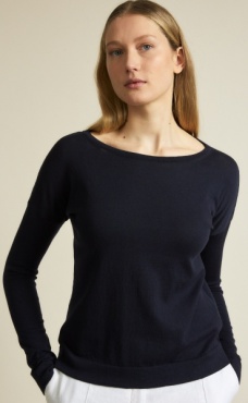 Lanius Cotton Knit Boatneck Pullover - Night Sky