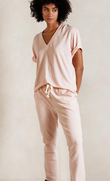 10Days Linen V-Neck Tee - Soft Pink 