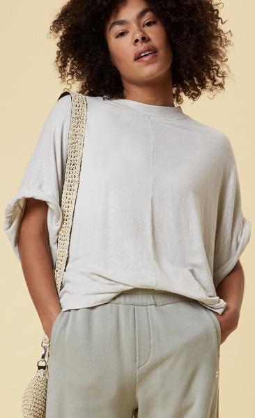 10Days Oversized Linen Tee Silver White - 2