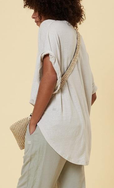 10Days Oversized Linen Tee Silver White - 4