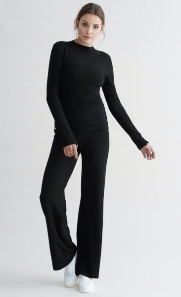 Forest Soft Structured Flared Pants - Black
