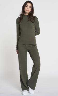 Forest Soft Structured Flared Pants -Pine Green