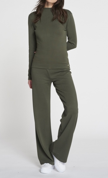 Forest Soft Structured Flared Pants -Pine Green - 3