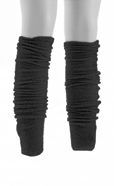 Wool Bouclé Knitted Leg Warmers - Black