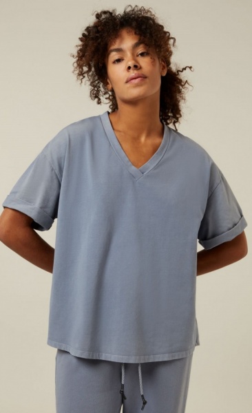 10Days Soft jersey V-Neck Tee - Faded Blue