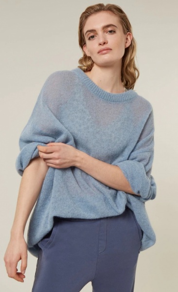 10Days Oversized Thin Sweater Old Bleu