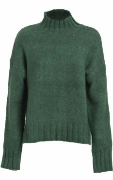 High Neck Fluffy Sweater - Emerald