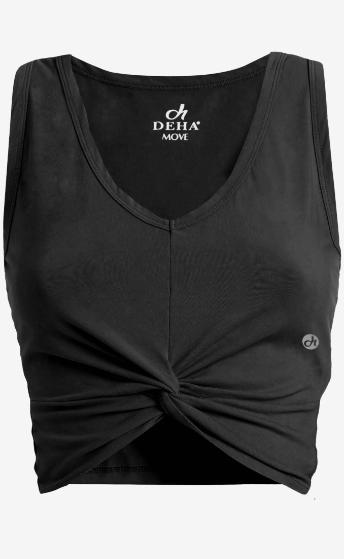 Women's Long Sleeve Body Fit Crop Top with Knot
