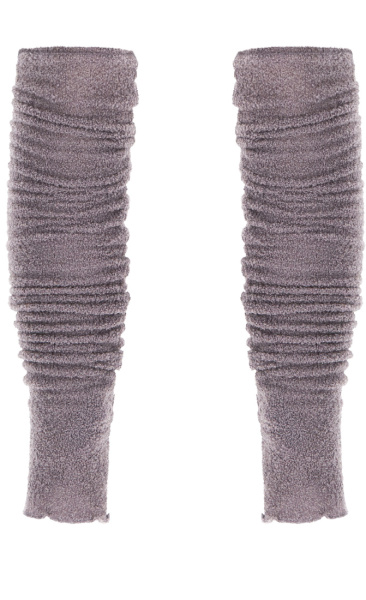 Wool Bouclé Knitted Leg Warmers - Mauve Violet - 1