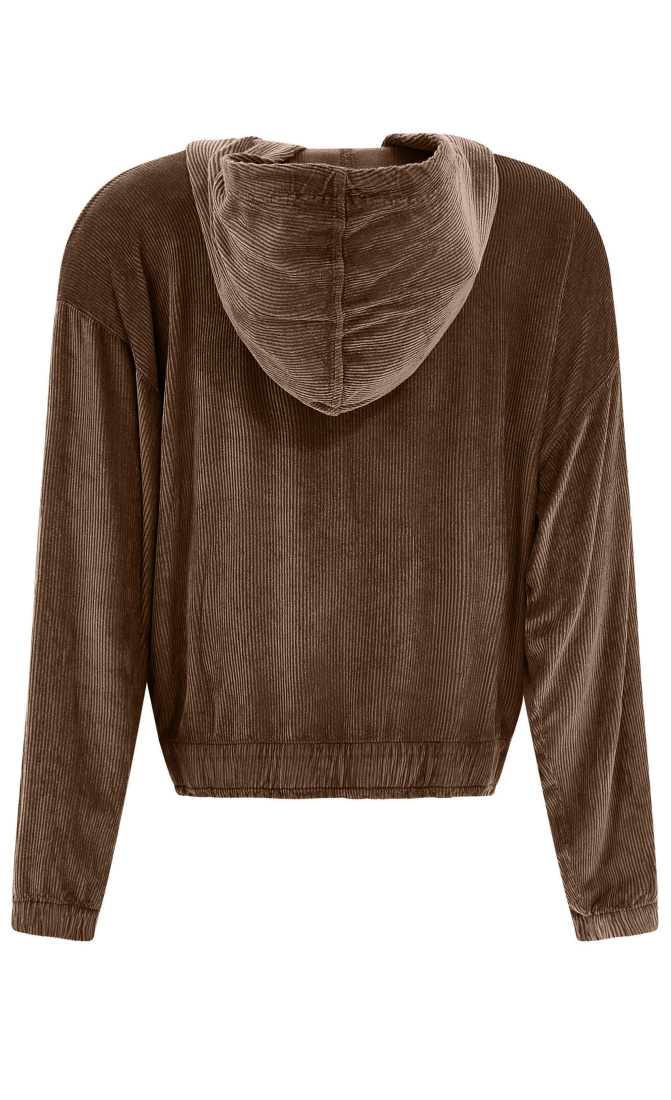 Stretch Corduroy Half Zip Hoodie
