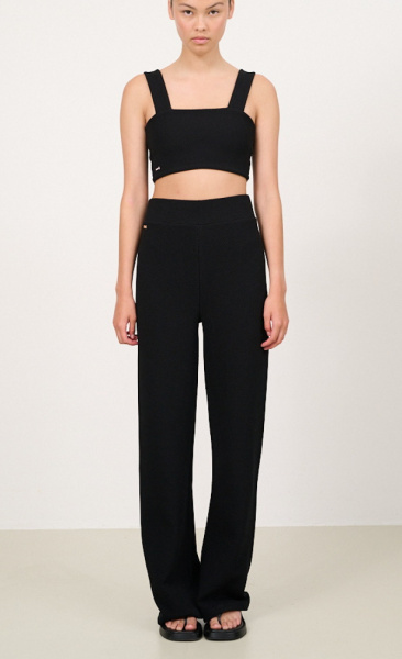 LUNE Moon Structured Classic Flared Pants - Black