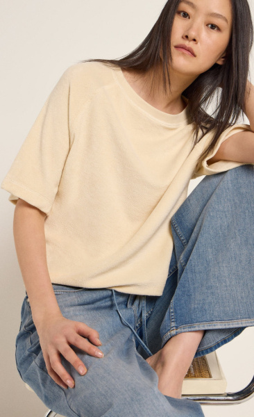 Lanius Velvet Terry Raglan Shirt - Creme