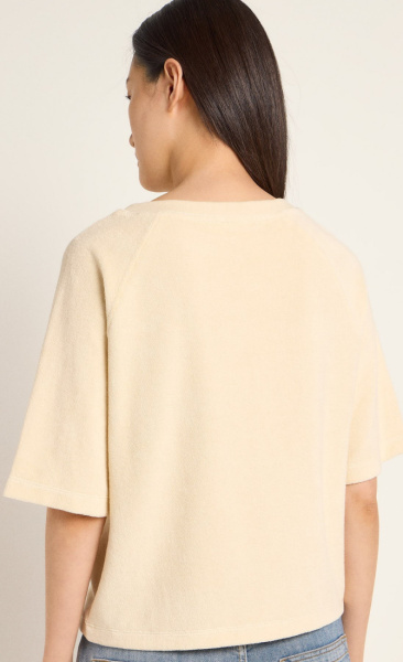 Lanius Velvet Terry Raglan Shirt - Creme - 4