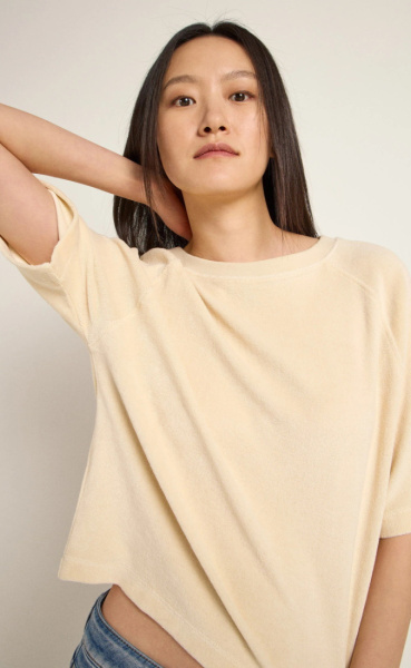 Lanius Velvet Terry Raglan Shirt - Creme - 2