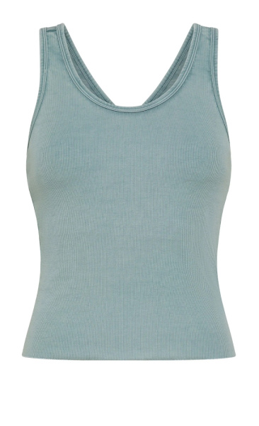 Faded Rib Tank Top - Teal Blue - 4