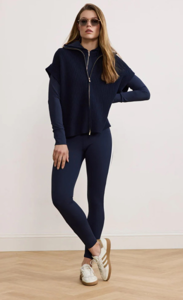 LUNE Sienna Shape Striped Leggings - Dark Blue