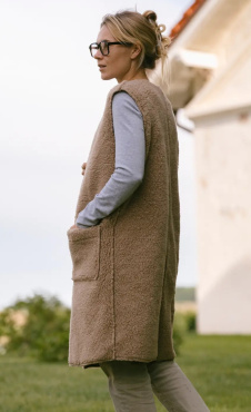 Sea Merino Long Vest Natural