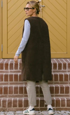 Sea Merino Long Vest Dark Brown