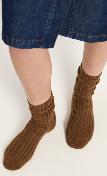 Lanius Warm Rib Knitted Socks - Brown