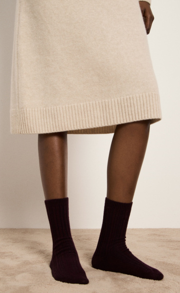 Lanius Warm Rib Knitted Socks - Bordeaux