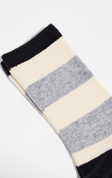 Warm Kniited Socks - Stripes Offwihte - 1
