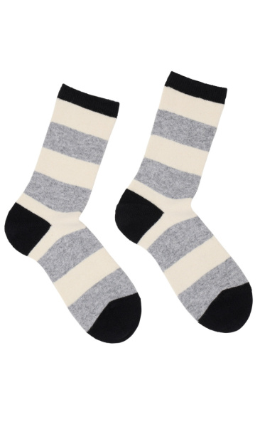 Warm Kniited Socks - Stripes Offwihte - 2