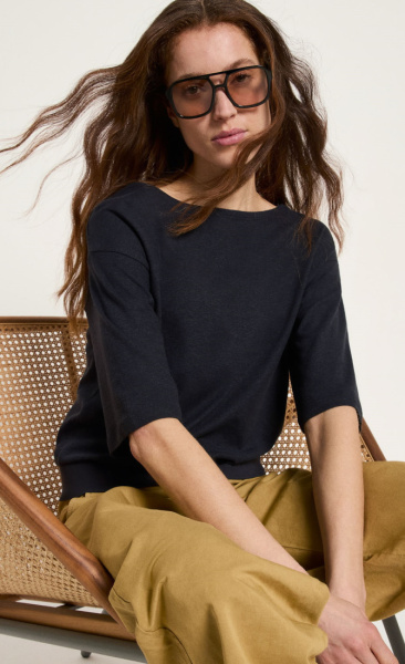 Lanius Hemp & Cotton Elbow Shirt - Onyx