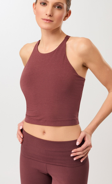 Mandala Cross Top - Rosewood - 1