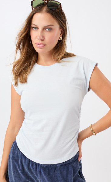 Mandala Side Ruffled Top Renew - Baby Blue - 1