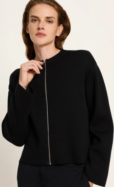 Lanius Cotton Knit Zip Jacket - Black