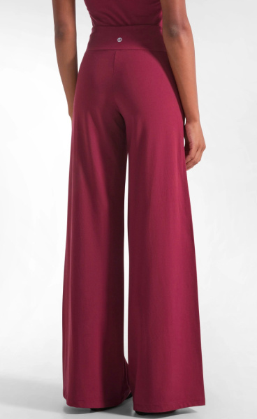 Long Jersey Wide Leg Pants - Merlot - 1