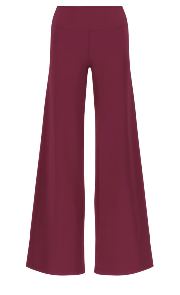 Long Jersey Wide Leg Pants - Cordovan Red - 4
