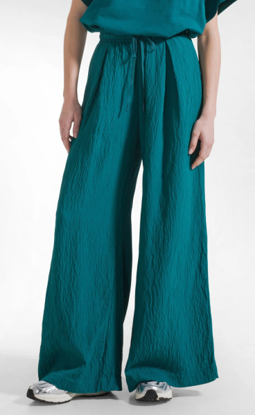 Crinkled Fluid Pants - Peacock