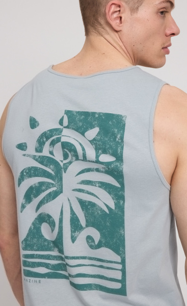 Mazine Palm Print Tank Top Ice Blue - 2