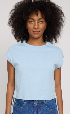 Mazine Tie Detail T-Shirt - Foggy Blue