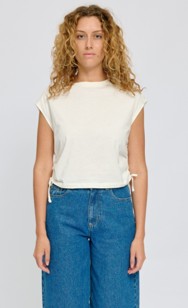 Mazine Tie Detail T-Shirt - Offwhite - 4