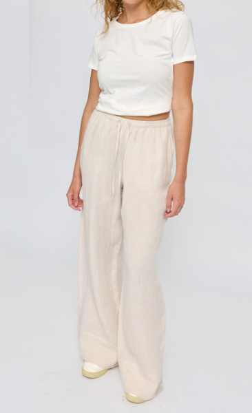 Mazine Drawstring Linen Pants - Moon - 4