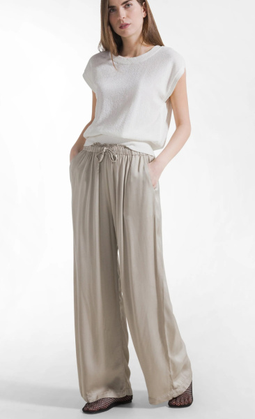 Satin Palazzo Pants - Clay - 3
