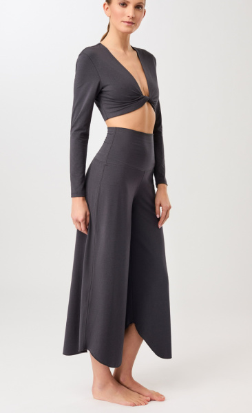 Mandala Roll Over Tulip Pants - Blue Stone - 4