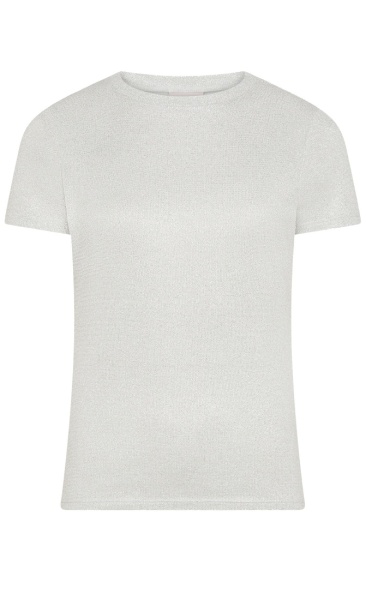 Sparkle Ribbed Tee Silver