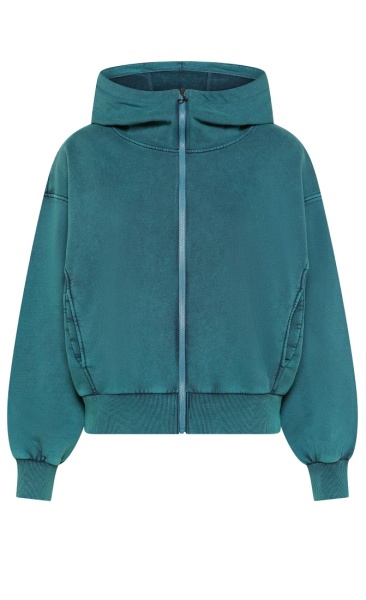 Marbled Full Zip Hoodie Petrol Blue