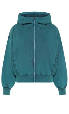 Marbled Full Zip Hoodie Petrol Blue